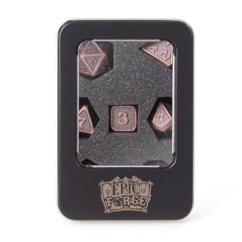 EPIC FORGE 7 metal dice set 14mm (metal box) - Solid Bronze - Trade Invaders 3701625906209