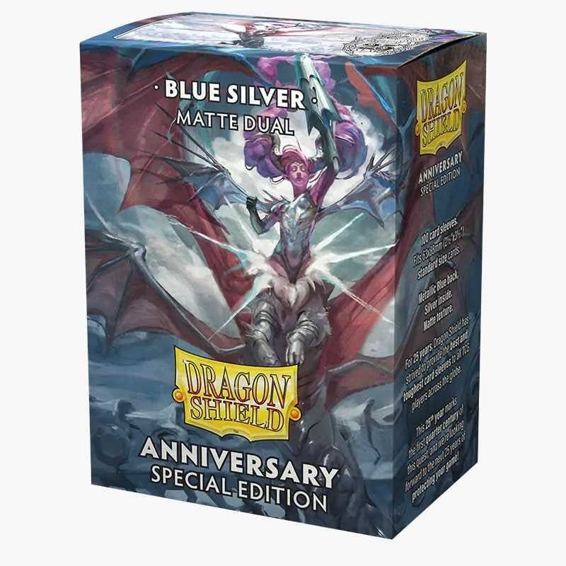 DRAGON SHIELD Dual Matte Sleeves Special Edition - Blue Silver (100 Sleeves) - 5706569150648
